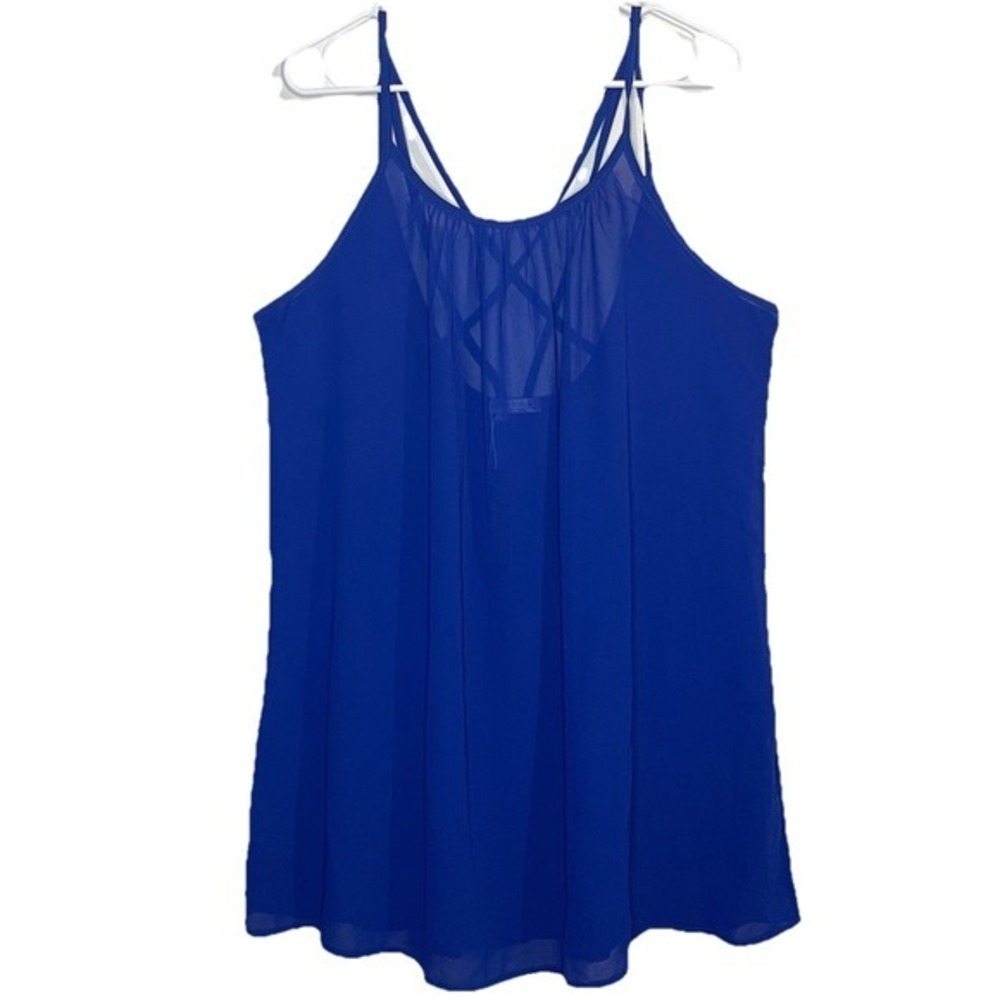 Sheshow‎ Royal Blue Tank Top Sheer Strappy Flowy Back Swing Womens XL New w/Tags